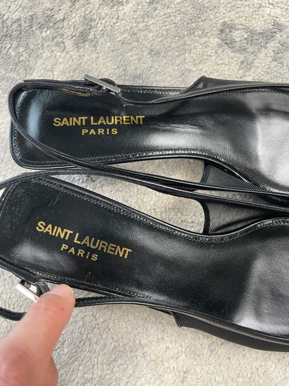 NIB Saint Laurent Oxalis Slingback Pumps Leather Mesh Kitten Heel Pointed Toe 40 - Picture 10 of 16